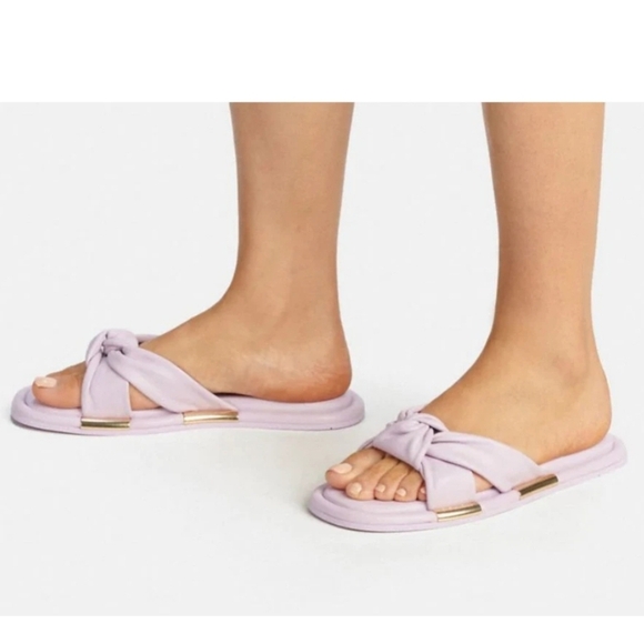 Coach Women's Brooklyn Leather Sandals - Violet Lilac Purple Twist Knot Slide 7 - Picture 2 of 8